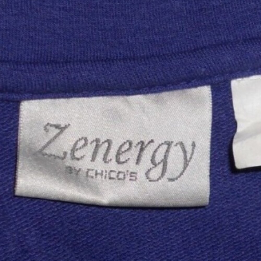 Zenergy Chico's 1 Periwinkle Purple 3/4 Sleeve Dress Drawstring Waist - Picture 5 of 8